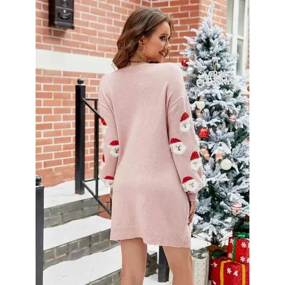 Soft Christmas Santa Sweater Dress in Green - Picture 5 of 9